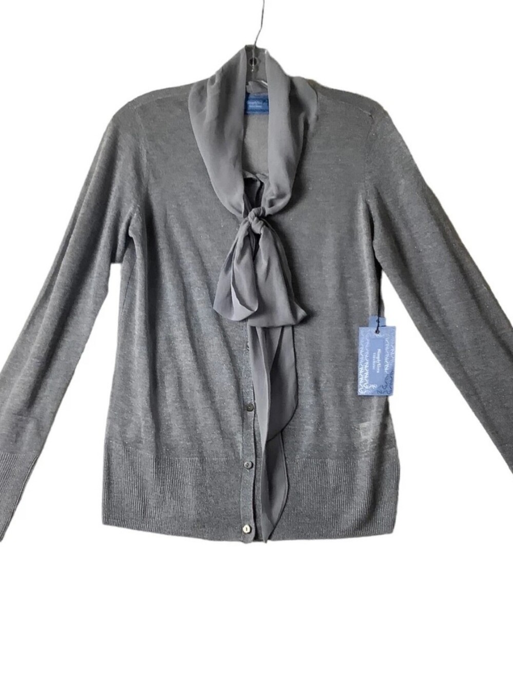 Simply Vera Vera Wang Grey Metallic Open-Front Cardigan